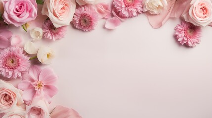 Mother's Day flowers mock up flatlay.