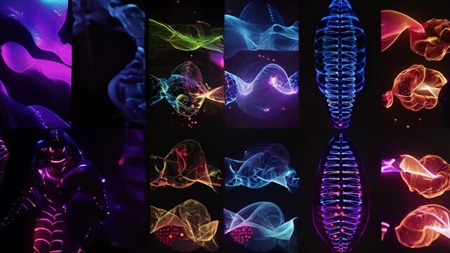 A series of animations displaying the effects of environmental factors on epigenetic modifications with striking differences in gene expression patterns between identical cells exposed