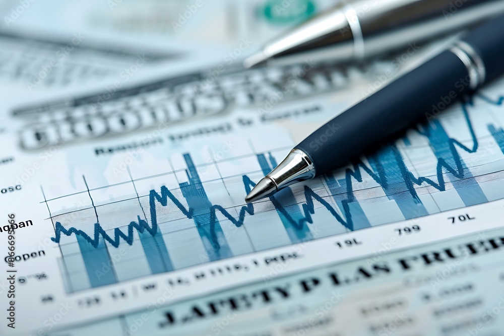 Poster financial analysis with pen and graph