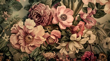 Beautiful Floral Pattern With Pink And White Flowers