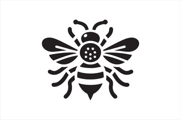 Bee silhouette black vector flat illustration