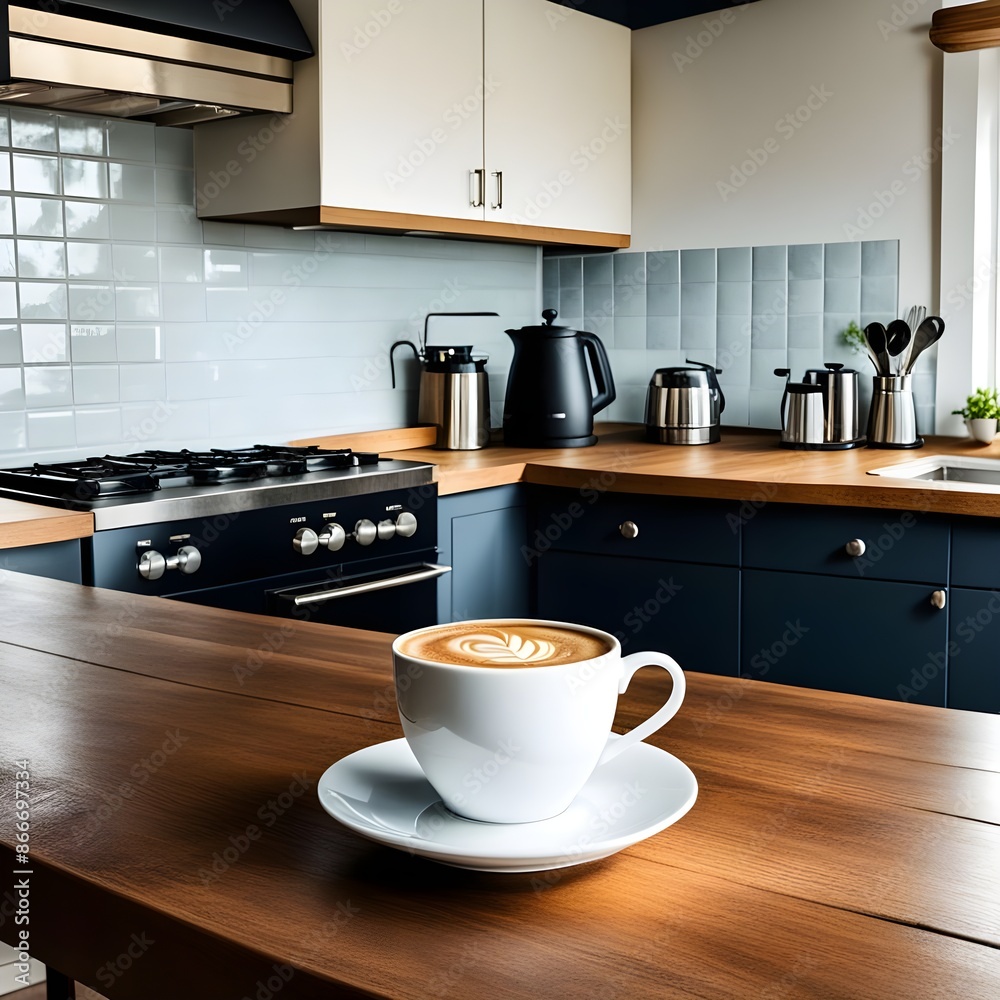 Wall mural coffee on a wooden table