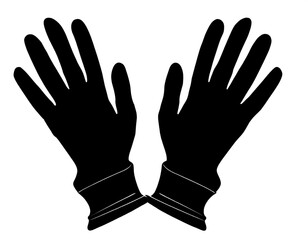 Obraz premium schwarze Silhouette Kontrast Handschuhe isoliert auf weißen Hintergrund, Freisteller 