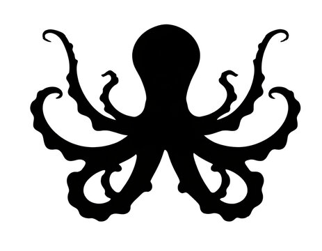 schwarze Silhouette Kontrast Kraken arme icon isoliert auf wei&szlig;en Hintergrund, Freisteller 