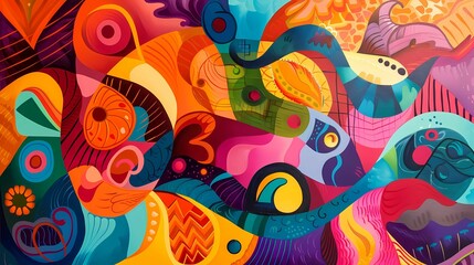 Abstract background colorful abstract painting representing Indian culture, Generative AI illustrations. 