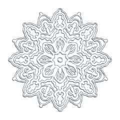 Monochrome mandala isolated on white background.  Hand-drawn illustration. Vector.