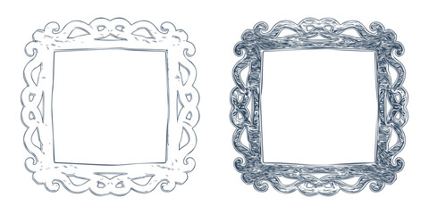 Frames in the old style.  Retro Hand-drawn illustration.