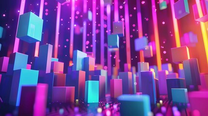 Obraz premium A create a design featuring 3D pixel art, combining 3D designs with simple geometric shapes​, Generative AI illustrations. 