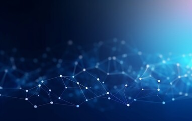 Abstract blue background with connecting dots and lines. Network connection structure.  Science, technology and engineering concept.