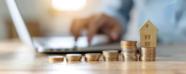 Person adjusting home budget on a laptop financial planning