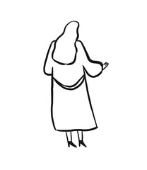 Woman wearing a trenchcoat black and white simple illustration