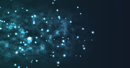 Bokeh circles cinematic cosmic burst particles cloud galaxy bg. Glitter particle light ray seamless loop. Particle dust magical fantasy anime overlay. Shiny elegant flying sparkling bubble.