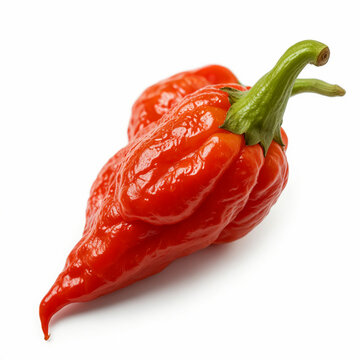 Bhut Jolokia chili pepper  over white background