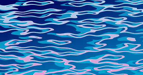 Cartoon water loop. Anime manga style cute elegant cartoon water animation seamless loop background. Water surface sea waves smooth moving lake view overlay. Ocean life ripples fluid aquatic bg