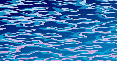 Fototapeta premium Cartoon water loop. Anime manga style cute elegant cartoon water animation seamless loop background. Water surface sea waves smooth moving lake view overlay. Ocean life ripples fluid aquatic bg