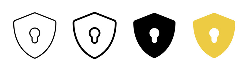 Set of shield icons with keyhole. Vector illustration