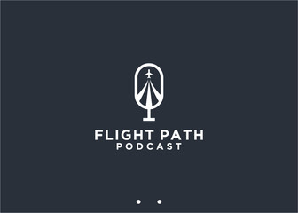 airplane podcast logo design vector silhouette illustration