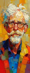 Fototapeta premium Expressionist Portrait of a Man, Colored Mosaic Style