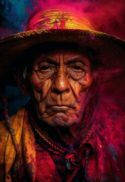 Traditional Zapotec Indian, Vivid Colors, Cultural Icon, Indigenous Art