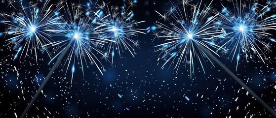 Naklejka premium A conceptual illustration of sparklers lighting up the night, ideal for a festive banner with space for copy