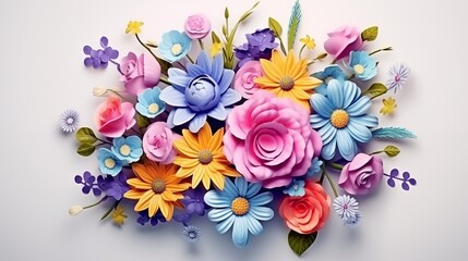 Spring banner for 8 march, mother's day, colorful vibrant bouquet of various flowers.