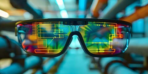 Closeup of AR glasses showing colo. Concept Closeup Photography, AR Glasses, Colorful Technology, Modern Accessories