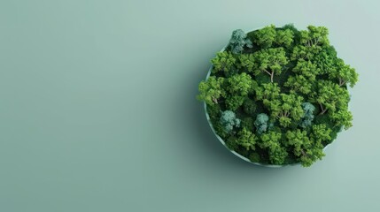 A conceptual image of ecology with interconnected ecosystems and environmental symbols, isolated on a clean backdrop with room for text