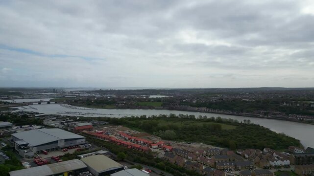 Aerial View of Strood Town of Rochester, Kent, England United Kingdom. April 20th, 2024