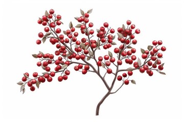 Naklejka premium A detailed depiction of a serviceberry tree with clusters of small berries, isolated on a clean white background