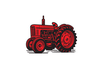 Vintage tractor vector silhouette
