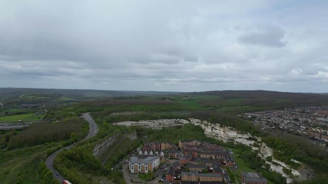 Aerial View of Strood Town of Rochester, Kent, England United Kingdom. April 20th, 2024