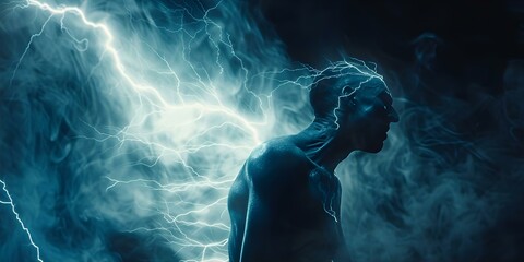 Intense nerve sensation like lightning shooting through body causing discomfort. Concept Nerve Pain, Electrical Sensation, Discomfort, Tingling Sensation, Shooting Pain