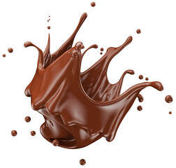chocolate splash isolated on white background. Clipping path. 3d render