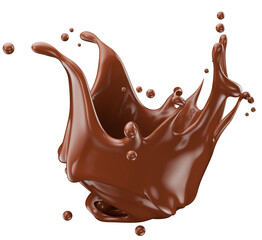 chocolate splash isolated on white background. Clipping path. 3d render