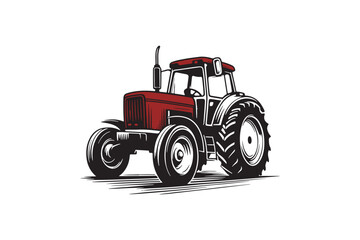 Vintage tractor vector silhouette