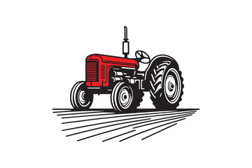 Vintage tractor vector silhouette