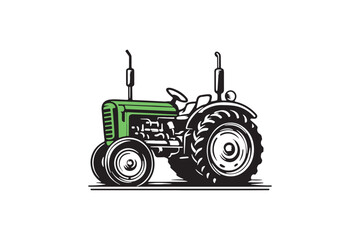 Vintage tractor vector silhouette