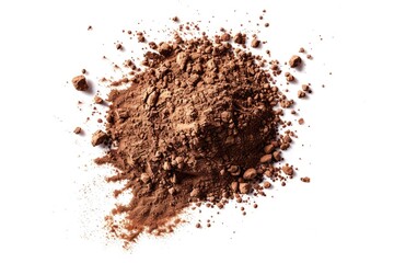 A heap of earthy soil sits on a clean, white surface