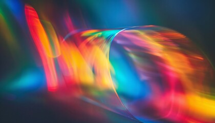 Multicolored retro film lens flare effect on black background.