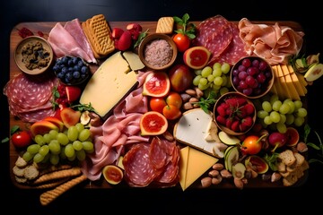 Delicious 8K image of a colorful and savory Mediterranean mezze dish with stuffed grape leaves, olives, pita bread, falafel, and hummus.
