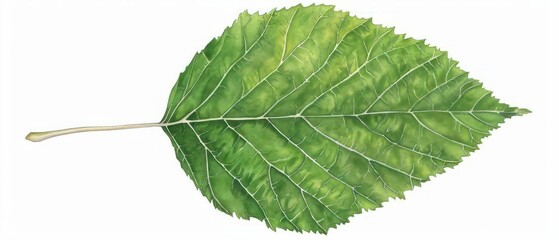 Fototapeta premium A watercolor image of a poplar leaf with its triangular shape and serrated edges, perfect for a nature theme on a white backdrop