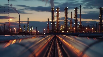 A recycling plant. Industry pipeline transport petrochemistry, gas and oil refining.