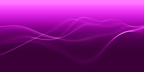 Futuristic dot wave. Abstract digital particle wave. Technology background. Colored musical wave. Light background. Digital background with smooth, wavy curves. 3D rendering