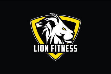Royal lion fitness gym logo design with white background.