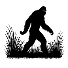 Fototapeta premium Bigfoot silhouette vector. Bigfoot silhouette isolated on a white background. Bigfoot silhouette t-shirt design Vector illustration.