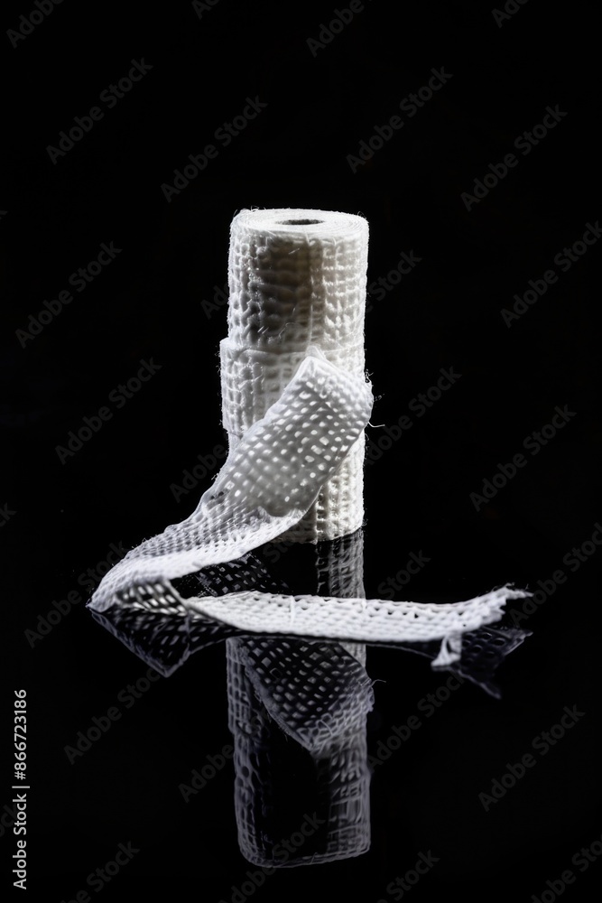 Poster a roll of toilet paper sitting on a table, simple and straightforward