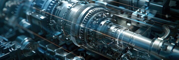 mechanical engineering concept with schematics and machinery
