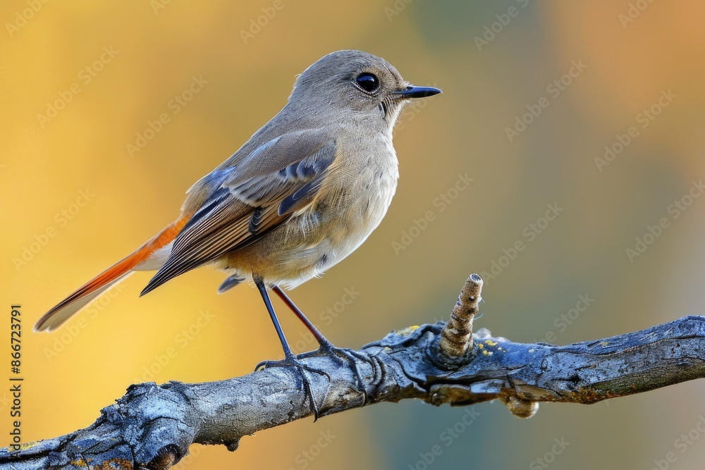 Poster a small bird is perched on a branch in nature