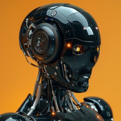 Fototapeta premium Robotic Head with Futuristic Design