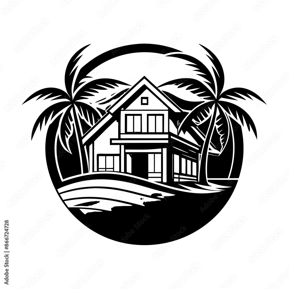 Wall mural generate-a-beachfront-paradise-vector-logo-for-a-r